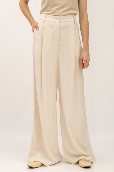 Лляні брюки палаццо бежевого кольору Естрія 02