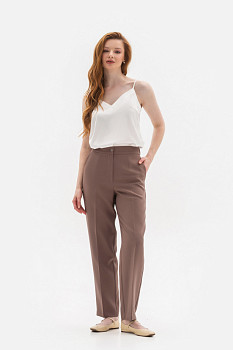Прямі брюки з костюмної тканини коричневого  кольору Уніта 03
