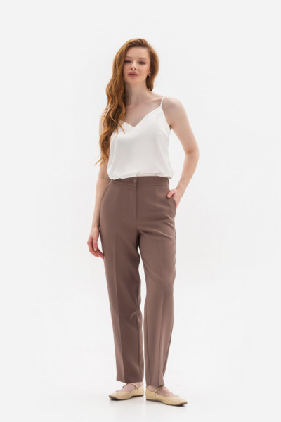 Прямі брюки з костюмної тканини коричневого  кольору Уніта 03