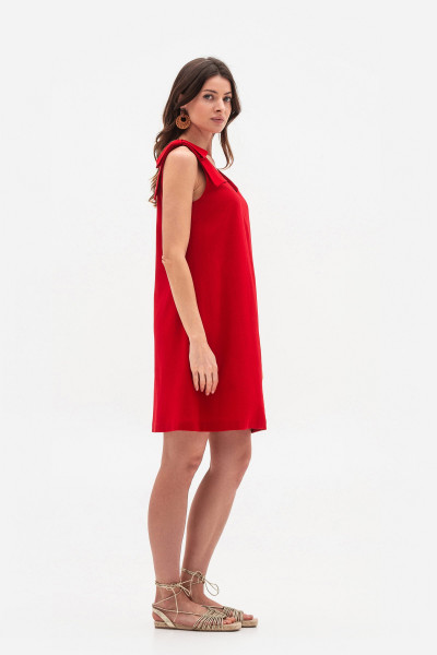 Червоний лляний міні сарафан Пулін 13 Червоний лляний міні сарафан Пулін 13