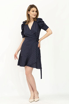 Лляна сукня міні на запах синя Данді Лляна сукня міні на запах синя Данді