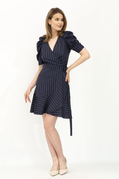 Лляна сукня міні на запах синя Данді Лляна сукня міні на запах синя Данді