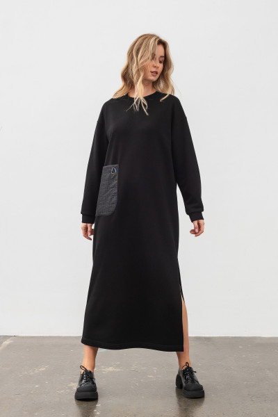 Трикотажна жіноча сукня оверсайз чорного кольору Белара Трикотажна жіноча сукня оверсайз чорного кольору Белара