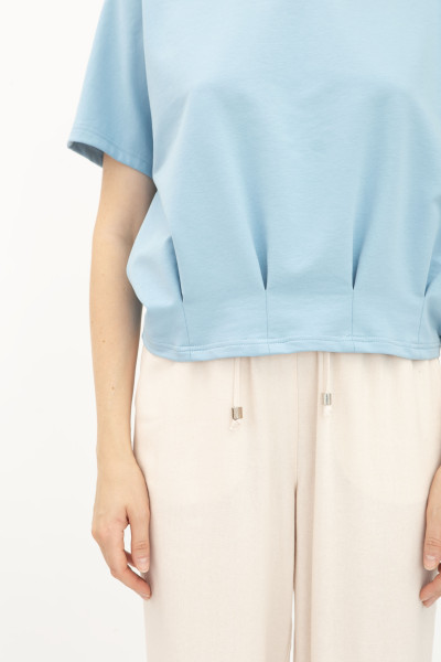 Блакитна трикотажна блуза вільного силуету Фіанет 02