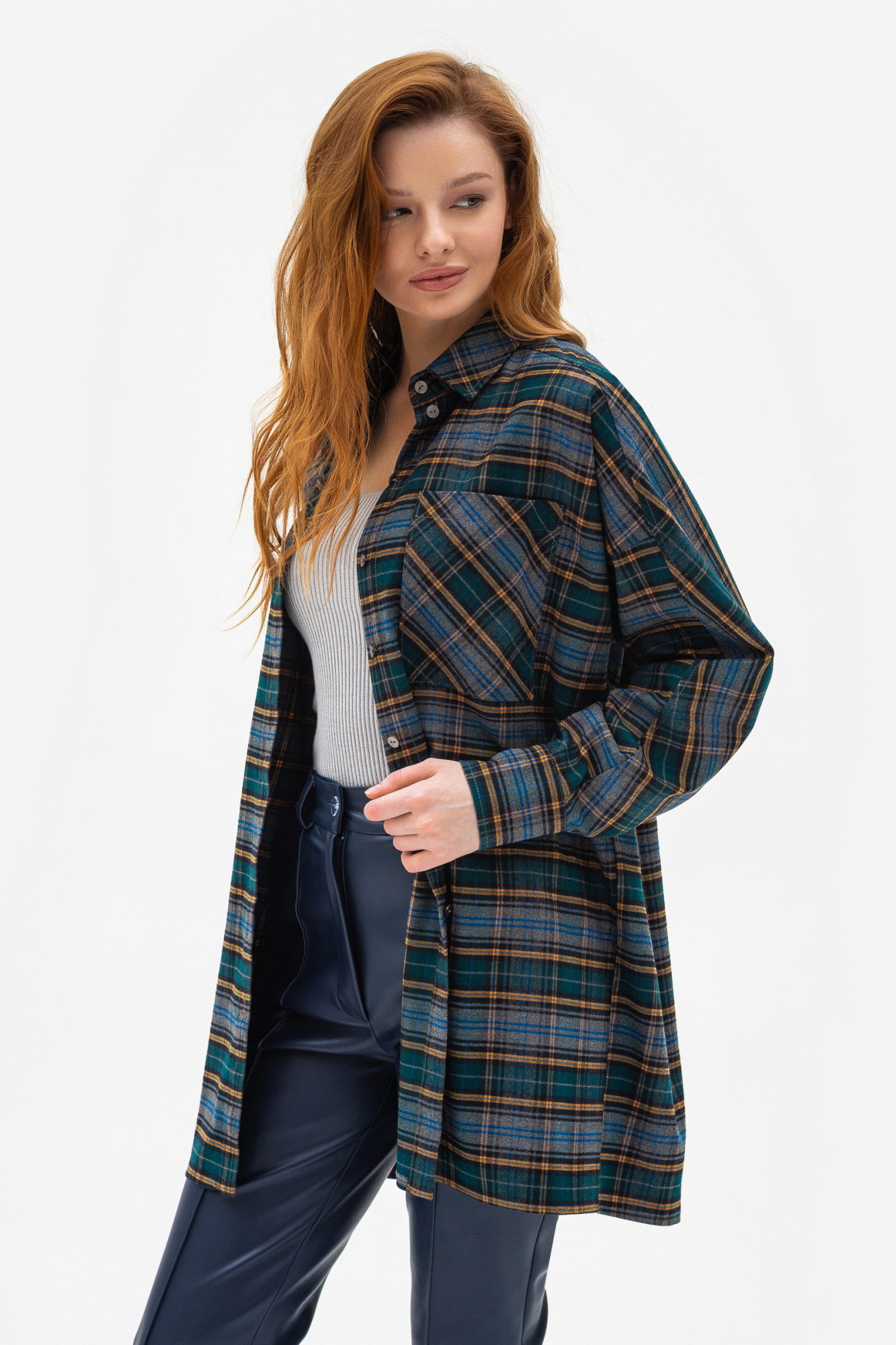 Сорочка в клітинку зеленого кольору Шаделі 1