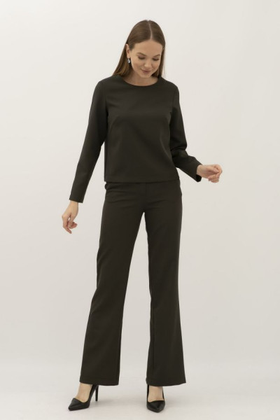 Жіночий костюм оливковий з блузою та штанами Тєміт 02 Жіночий костюм оливковий з блузою та штанами Тєміт 02