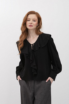 Блуза прямого силуету чорного кольору Еліора 01