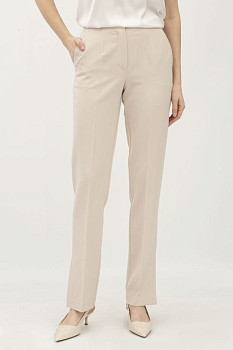 Бежеві жіночі класичні брюки зі шліцею Пафос 14