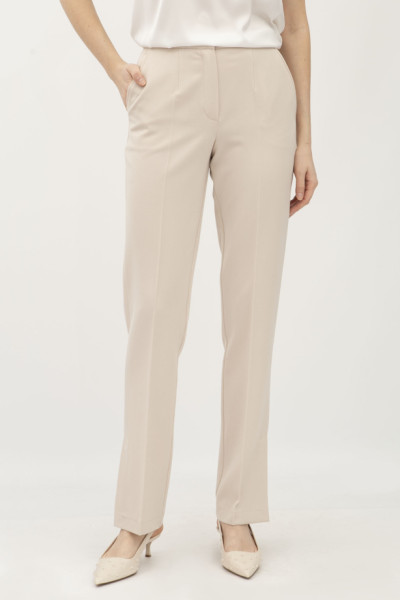 Бежеві жіночі класичні брюки зі шліцею Пафос 14