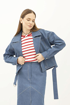 Куртка денім світло блакитного кольору укорочена Адагер 1