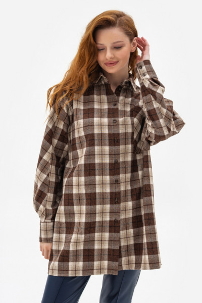 Сорочка в клітинку коричневого кольору Шаделі 11
