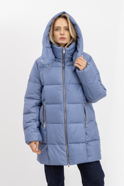 Стьобаний пуховик зі знімним капюшоном 2403/2024