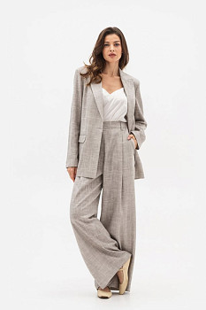 Лляні брюки палаццо сірого кольору Естрія
