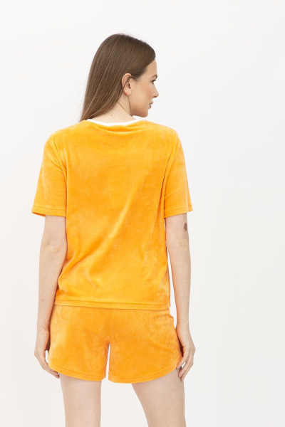 Велюровий костюм футболка та шорти оранжевого кольору Джумі Велюровий костюм футболка та шорти оранжевого кольору Джумі