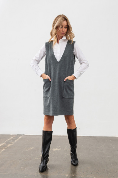 Сарафан з трикотажу сірий Емелі 02 Сарафан з трикотажу сірий Емелі 02