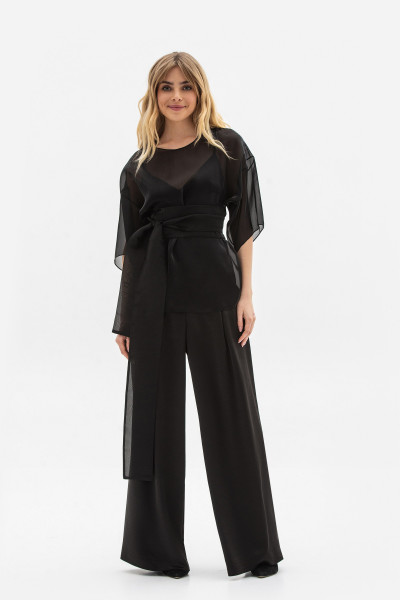 Прозора туніка вільного силуету чорного кольору Чирін 03