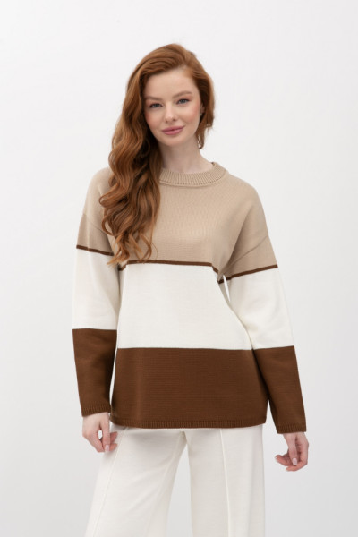 Базовий джемпер вільного крою бежевого кольору 25207900