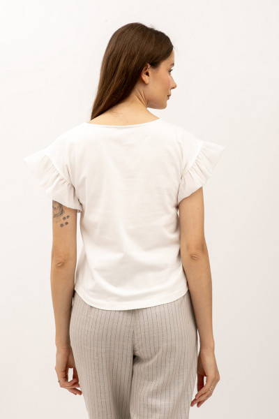 Трикотажна футболка молочного кольору Марті 06