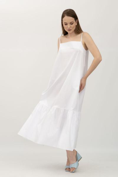 Максі сарафан на бретелях білий Ларуа 01 Максі сарафан на бретелях білий Ларуа 01