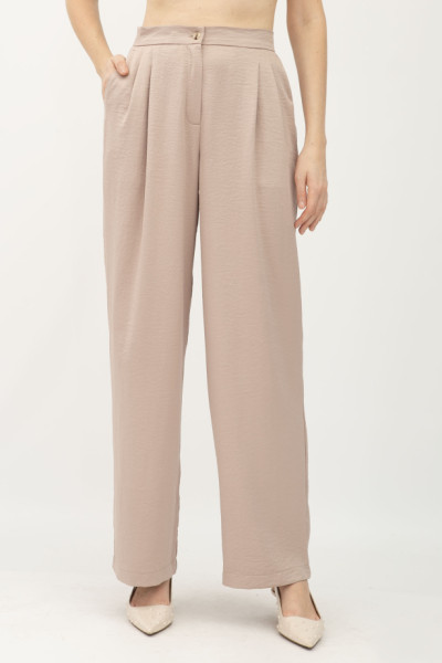 Класичні жіночі штани з високою посадкою бежеві Аміка 002