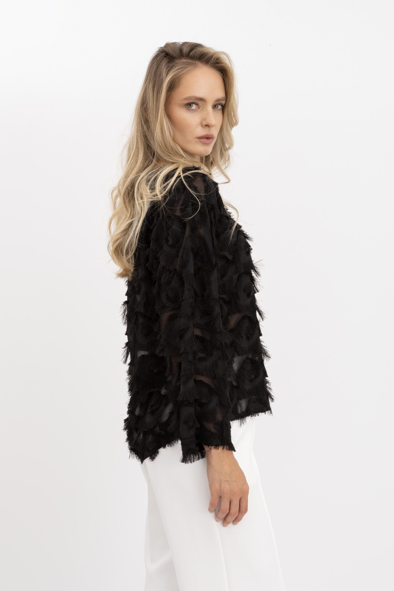 Жіноча блуза вільного крою чорного кольору Тіскан 01