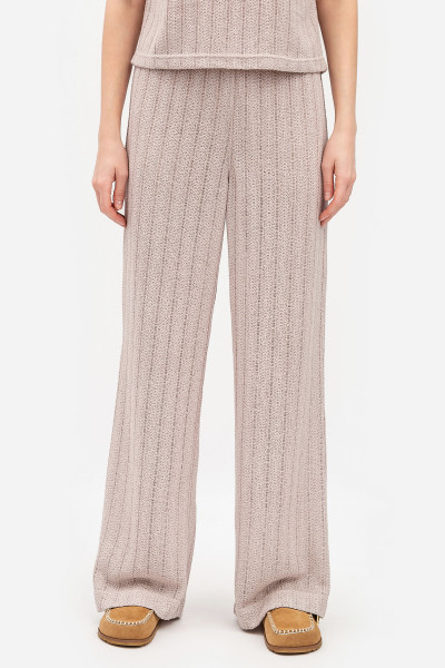 Брюки трикотажні вільного силуету бежевого кольору Екліна 01