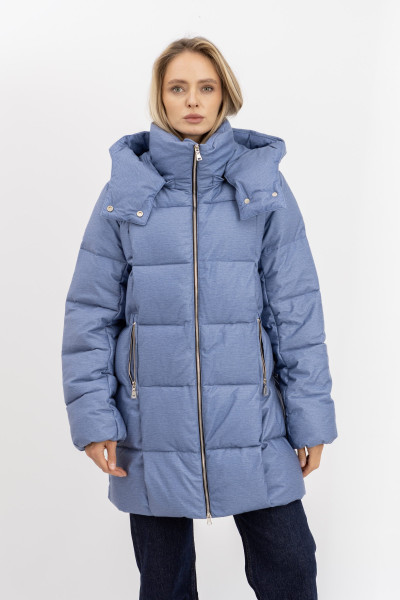 Стьобаний пуховик зі знімним капюшоном 2403/2024