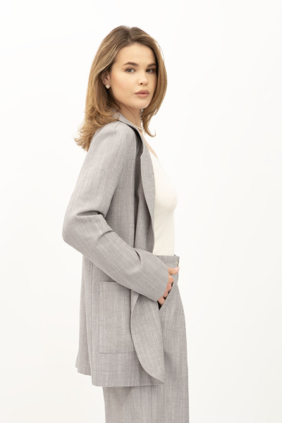 Лляний однобортний жакет сірий Меларі 14