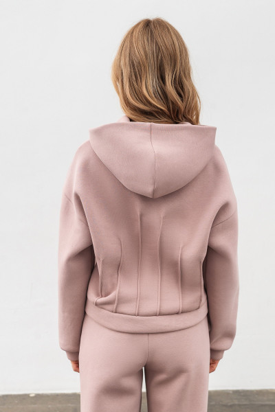 Світшот трикотажний з капюшоном пудрового кольору Делін 03