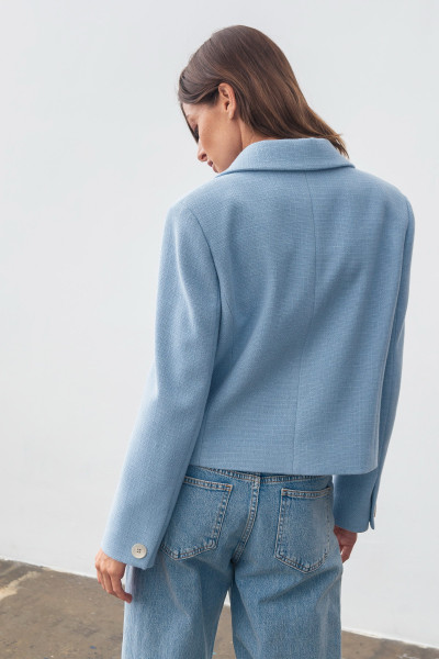 Жакет однобортний блакитного кольору вкорочений Оріел