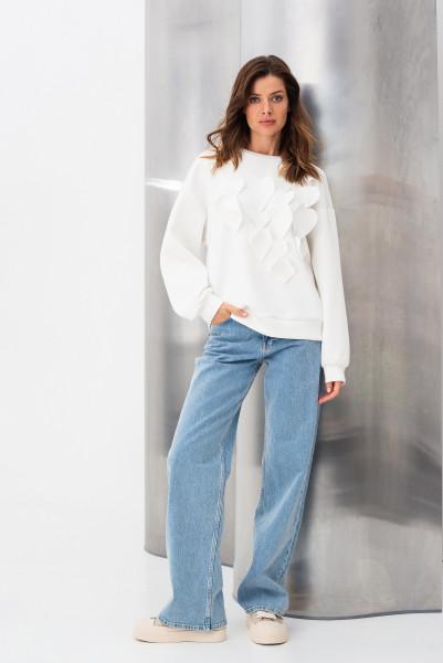 Світшот трикотажний молочний вільного силуету Оріне