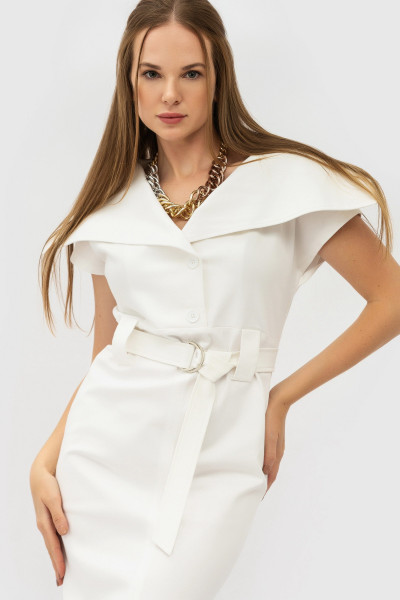 Бавовняна мінісукня молочна з коротким рукавом Робері Бавовняна мінісукня молочна з коротким рукавом Робері