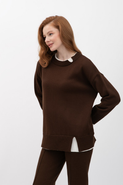 Коричневий джемпер прямого крою 25207301