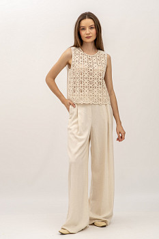 Лляні брюки палаццо бежевого кольору Естрія 02