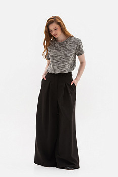 Широкі брюки з костюмної тканини чорного кольору Ліама 01