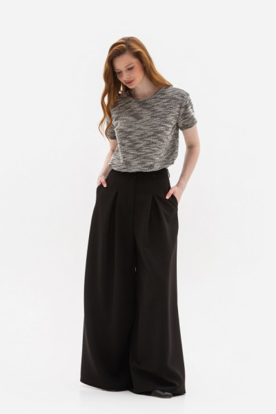 Широкі брюки з костюмної тканини чорного кольору Ліама 01