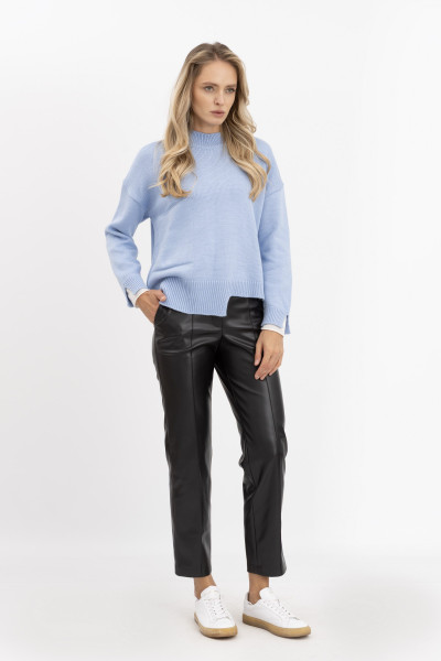 В'язаний джемпер з асиметричним низом блакитного кольору 24207500