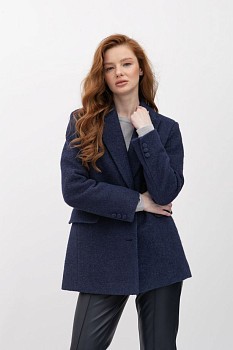 Жакет oversize з вовною синього кольору Ємісія 02