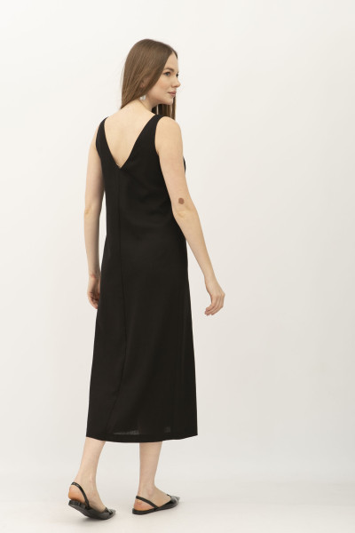 Лляний сарафан довжини міді чорного кольору Фарлі 08 Лляний сарафан довжини міді чорного кольору Фарлі 08