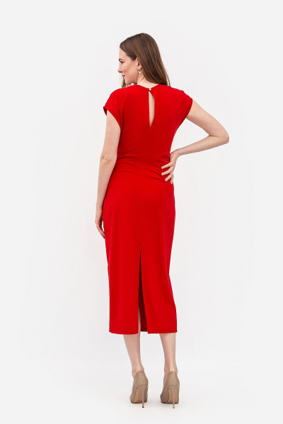 Трикотажна сукня міді довжини червоного  кольору Астрія 03 Трикотажна сукня міді довжини червоного  кольору Астрія 03