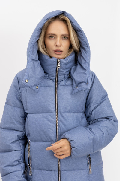 Стьобаний пуховик зі знімним капюшоном 2403/2024