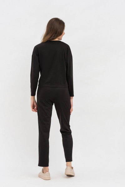 Трикотажний костюм чорний  світшот та укорочені брюки Імара Трикотажний костюм чорний  світшот та укорочені брюки Імара