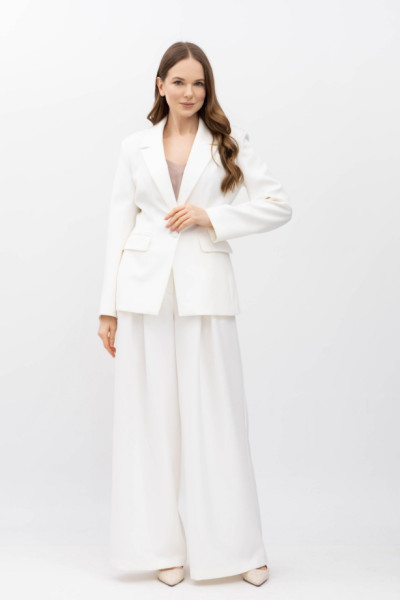 Широкі брюки з костюмної тканини молочного кольору Ліама 03