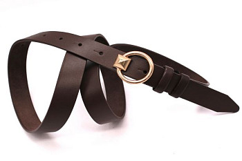 Ремінь жіночий з натуральної цільної шкіри шоколадного кольору 525/122