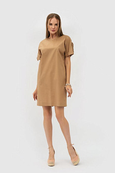 Сукня міні бежева з бавовни Лівіо Сукня міні бежева з бавовни Лівіо