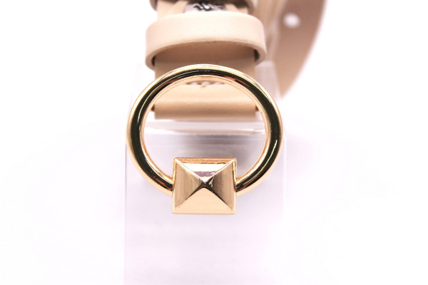 Ремінь жіночий з натуральної цільної шкіри бежевого кольору 525/120