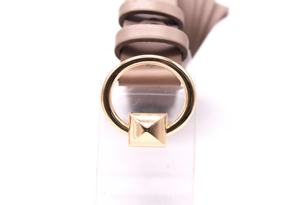 Ремінь жіночий з натуральної цільної шкіри колір капучино 525/121