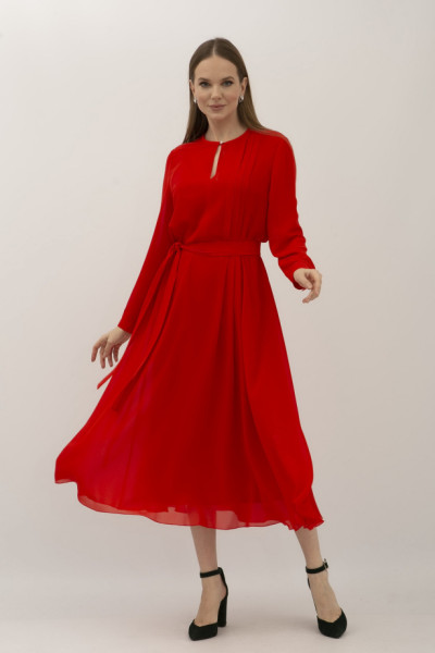 Червона сукня міді фасону трапеція з шифону Медіна 01