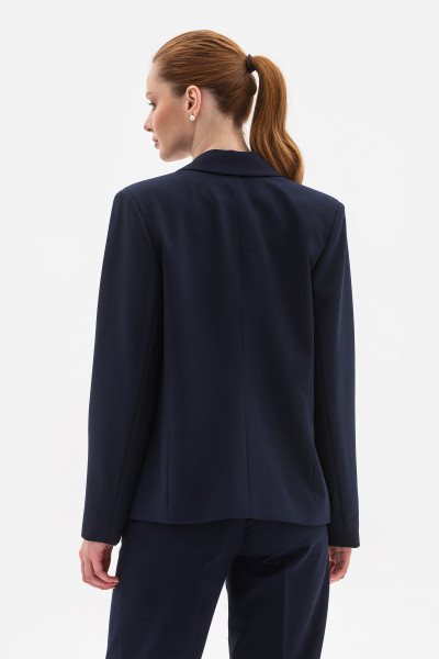 Двобортний жакет з костюмної тканини синього кольору Фаєрі 01