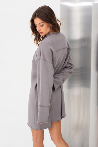 Трикотажна сукня міні сірого кольору силуету трапеція Терелі Трикотажна сукня міні сірого кольору силуету трапеція Терелі